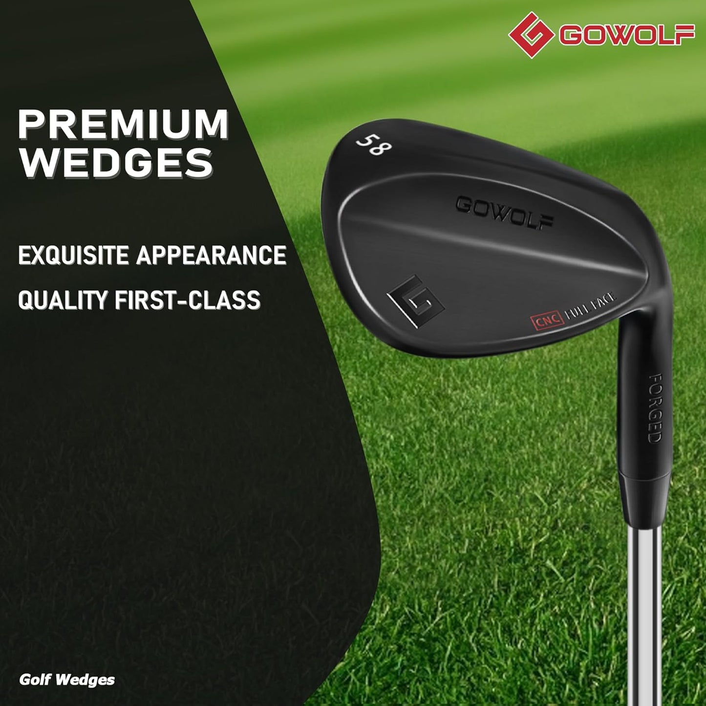 Gowolf Forged Golf Wedges 50/52/54/56/58/60/69 Degree Single or Sets for Men, Right Hand Premium Full Face Gap Wedge Sand Wedge Lob Wedge Golf Club, Great Golf Gifts - CNC Milled Face for More Spin