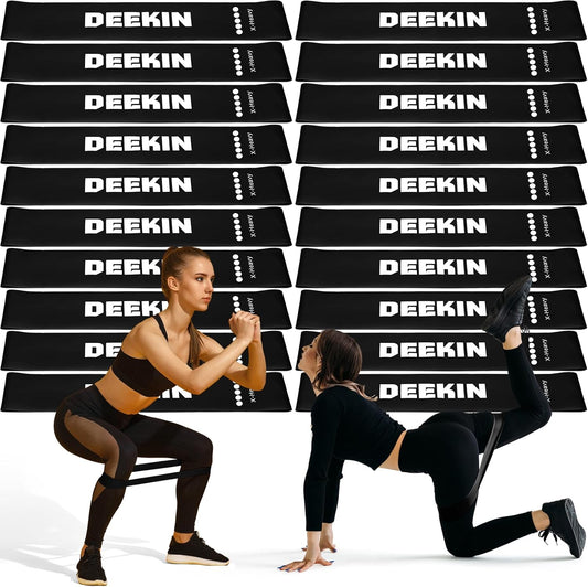 Deekin 20 Pcs Resistance Bands Resistance Loop Exercise Bands Exercise Equipment Elastic Drap Ring for Women and Men Home Fitness, Gym, Yoga