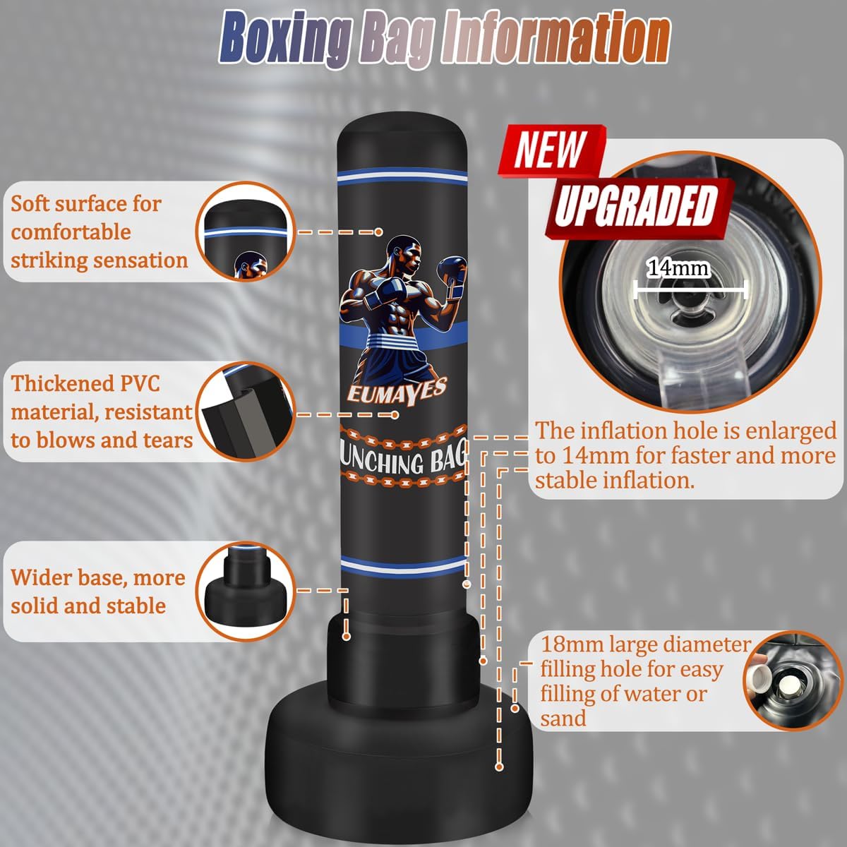 Freestanding Punching Bag for Adults Teens, 71" Heavy Punching Bag with Stand and Boxing Reflex Balls & Electric Air Pump, Inflatable Kickboxing Bag for Training MMA Thai Fitness Karate