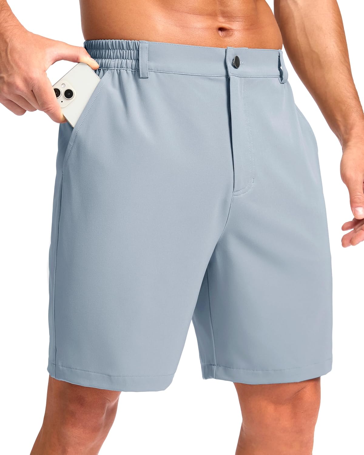Pudolla Men's Casual Shorts 7"/9" Lightweight Golf Shorts with 3 Pockets Stretch Quick Dry Comfy Work Shorts
