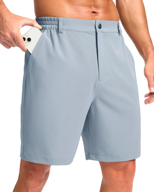 Pudolla Men's Casual Shorts 7"/9" Lightweight Golf Shorts with 3 Pockets Stretch Quick Dry Comfy Work Shorts