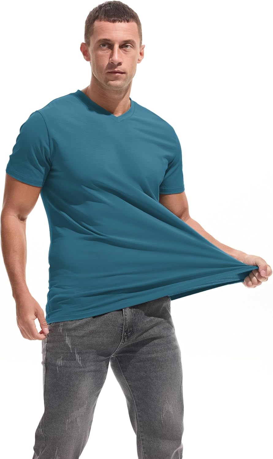 VEIISAR Premium V Neck T Shirts for Men - Modern Fitted Tees Vneck Undershirts