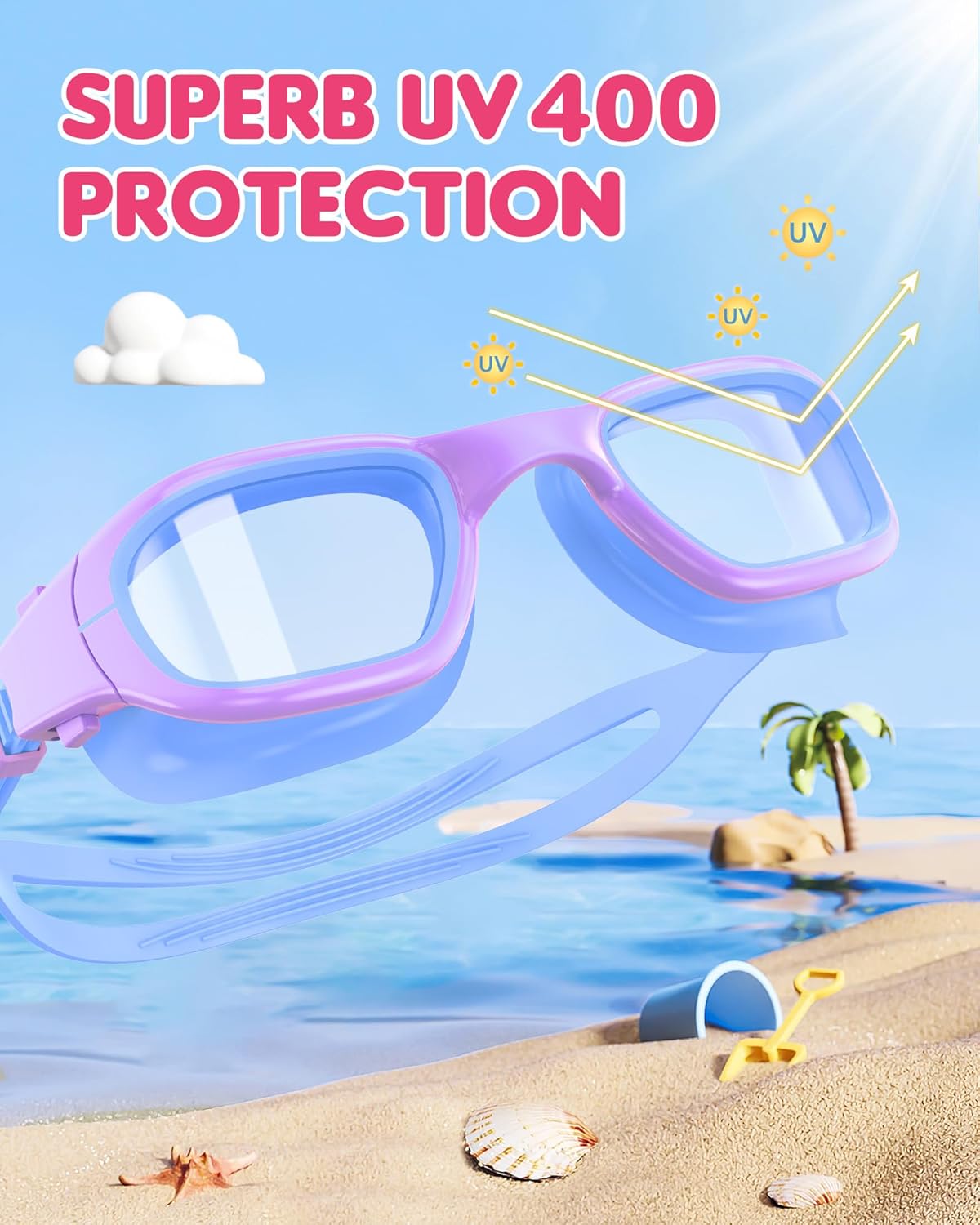Kids Swim Goggles,Swimming Goggles for Kids 6-14, Anti-Fog UV Protection Pool Glasses for Boys Girls