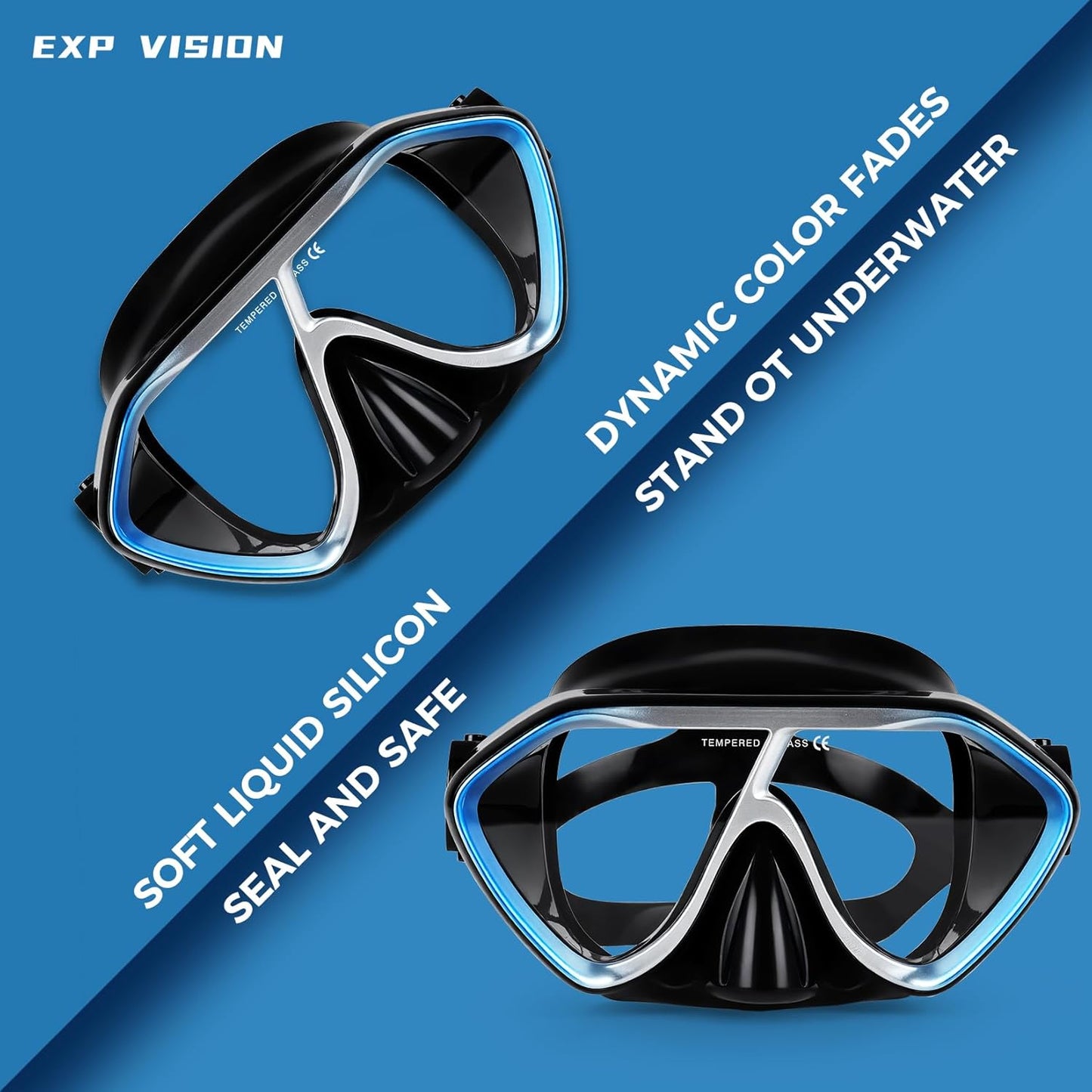 Scuba Diving Mask for Adults - Premium Anti-Fog Snorkeling Mask Comfortable & Leak-Proof Swim Goggles with Nose Cover for Scuba Diving, Snorkeling & Underwater Adventures