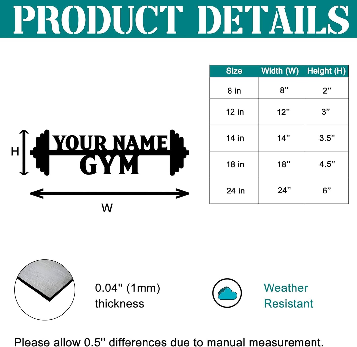 Personalized Home Gym LED Tin Metal Sign Multiple Sizes, Gym Sign Wall Decor, Exercise Workout Room Decor Fitness Center, Motivational Inspirational Hanging Wall Art Wall Plaque (02 w/lights)