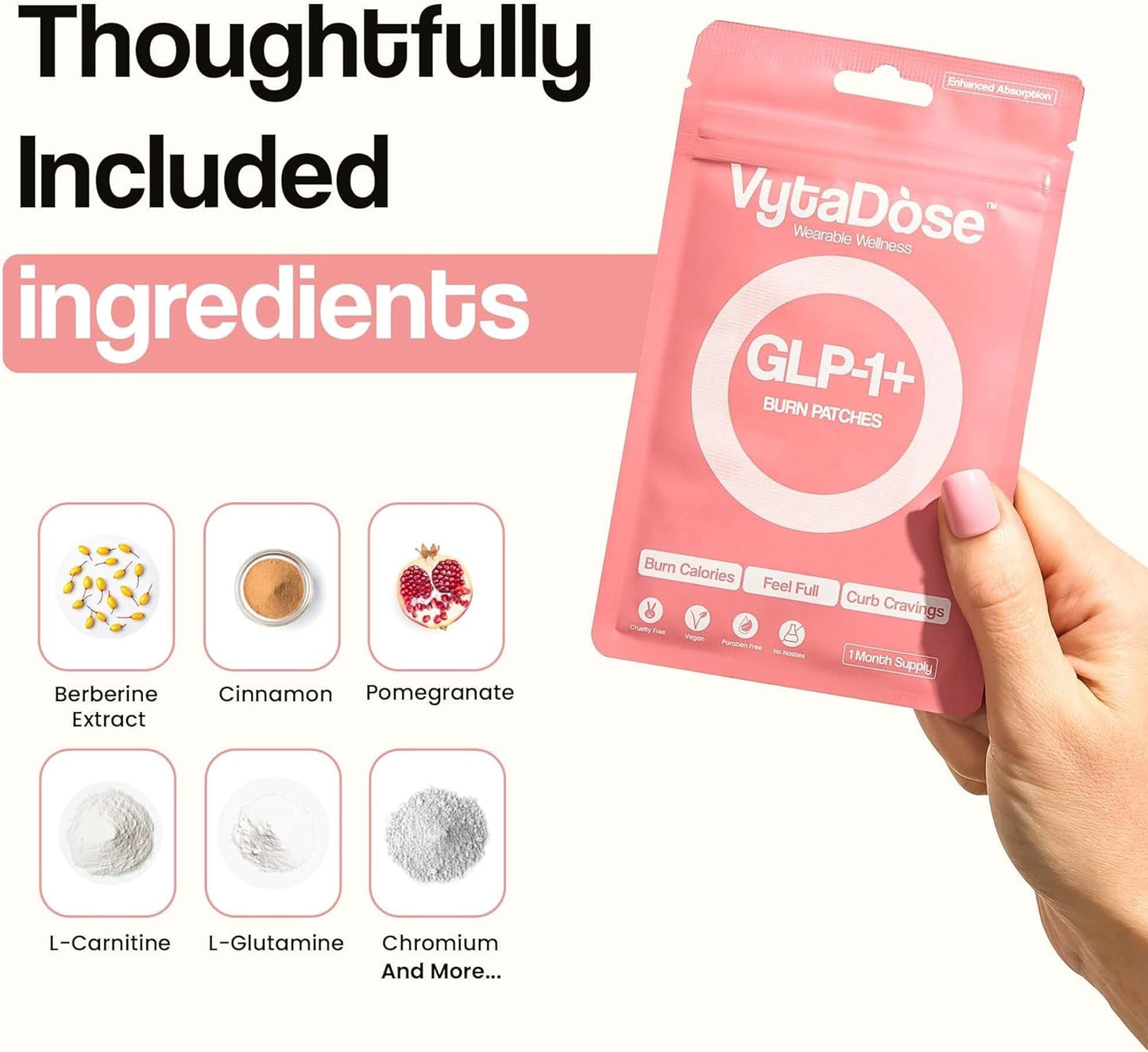 GLP1 Patches | 5X Stronger Formula | 12 Hour Extended Hunger Support | Berberine, Pomegranate, Green Tea, L-Glutamine | New & Improved Kind of GLP-1 Patches | 30 Count