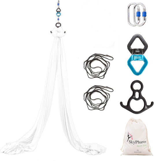 Aerial Silks Yoga Swing Set - 9/11 Yards Aerial Yoga Hammock Kit Anti-Gravity Flying for Fitness, Low/Non Stretch Nylon Tricot Fabric Hardware Included for Dance