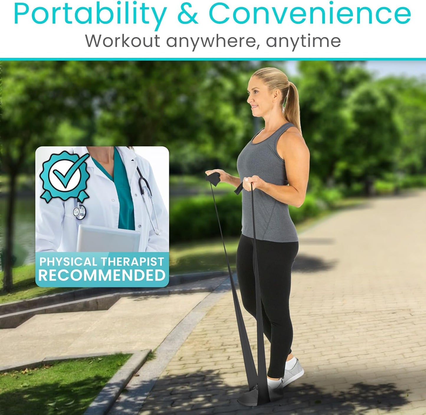 Vive Professional Resistance Bands - 25 Yard Non-Latex Roll for Physical Therapy, Lower and Upper Body Exercise Workout - Straight Elastic for Strength Training, Rehabilitation, Women, Men