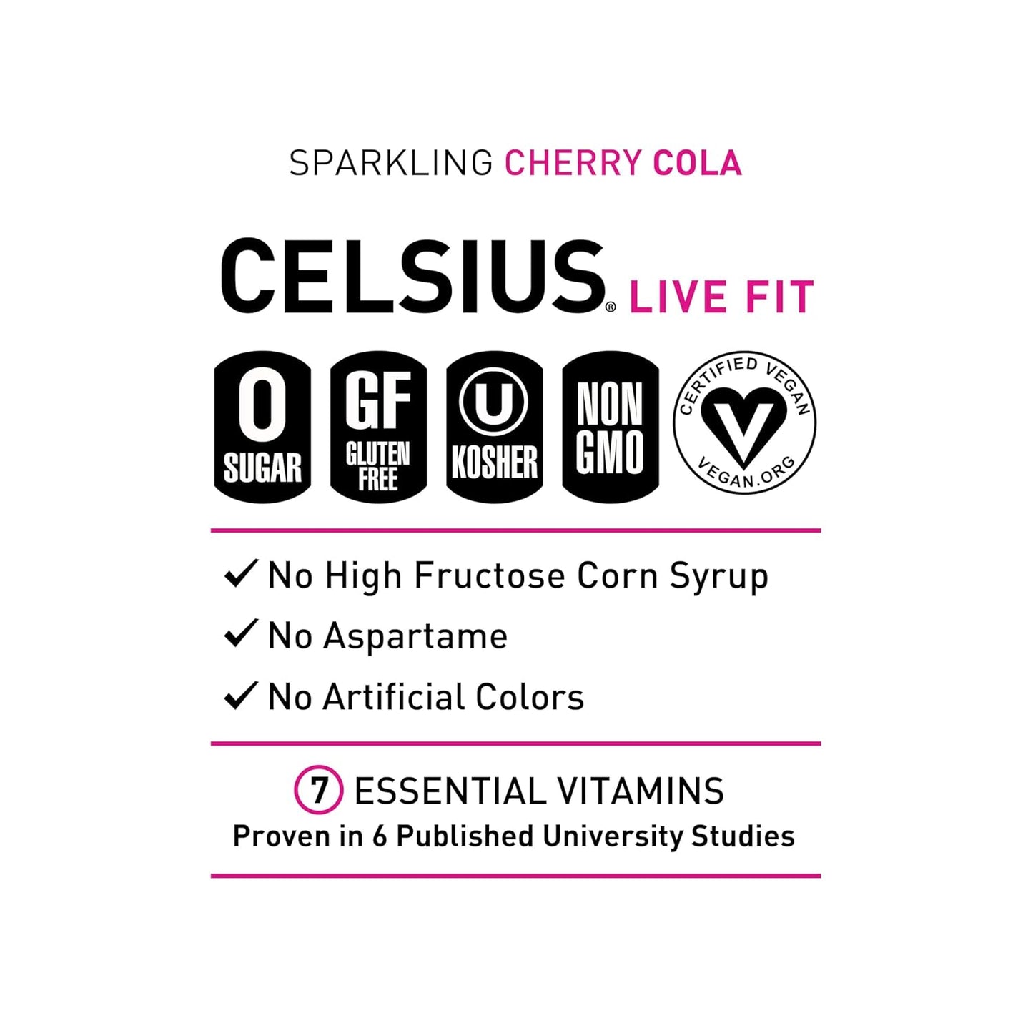 CELSIUS Sparkling Cherry Cola, Sugar Free Energy Drink, 12 Fl Oz (Pack of 12)