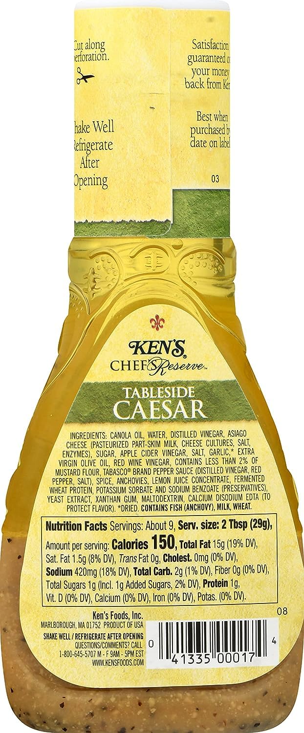 Ken's Steak House Chef's Reserve Tableside Caesar Dressing 9 Ounce (Pack of 4)