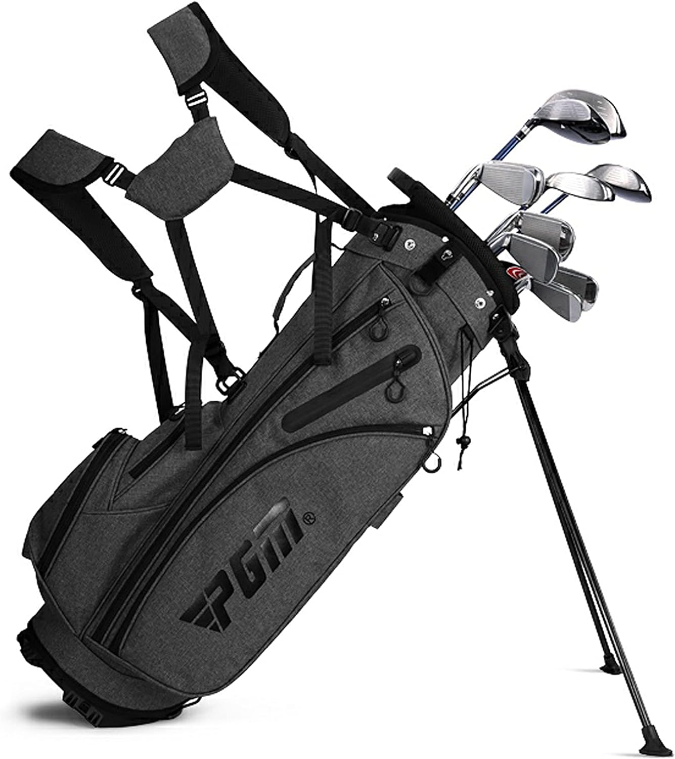 PGM Men's G Type Complete Golf Club Set - Titanium #1 Driver, Draw-Biased Hybrid, High-Strength Iron Set, High Forgiveness Putter, with Stand Bag