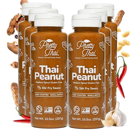 Pretty Thai Peanut Sauce, Gluten Free Certified Non-GMO Vegan Authentic Stir Fry, Dressing, Rice Seasoning, Condiment & Dipping Sauce, 100% Natural (Pack of 6)