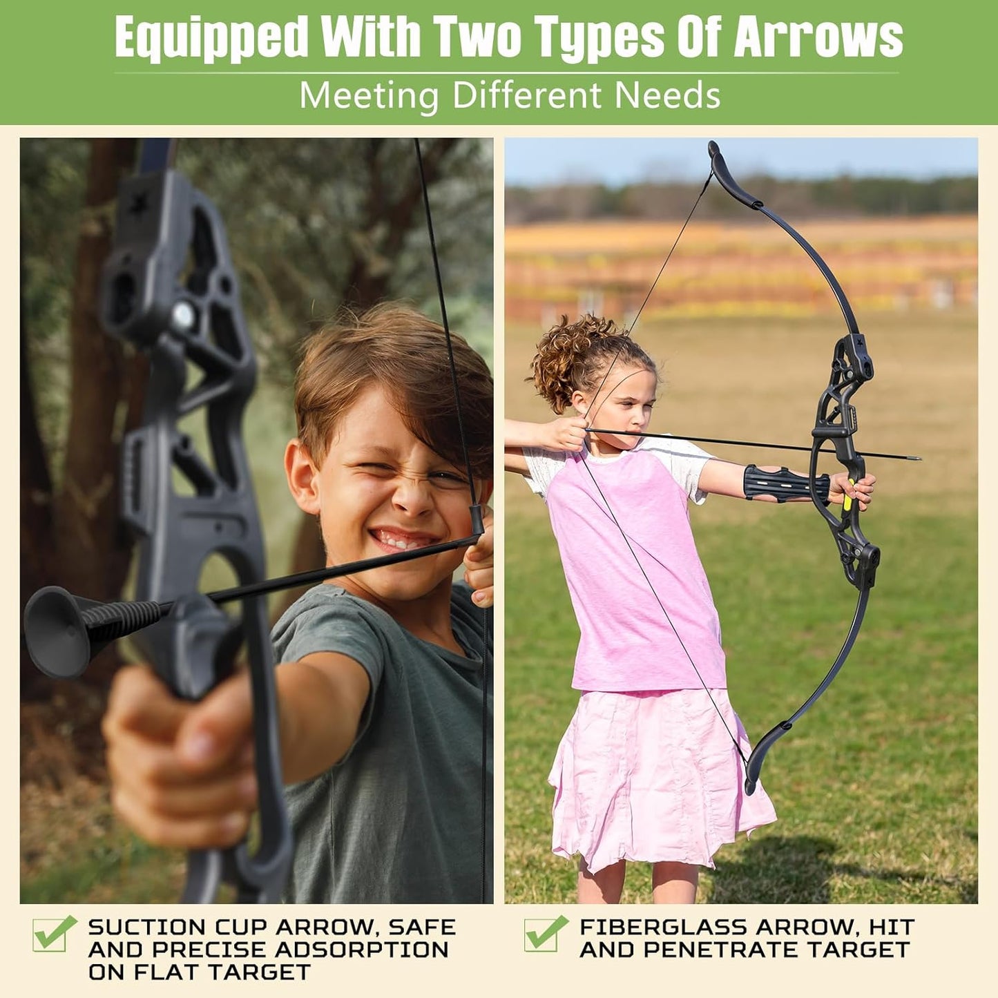 Bow and Arrow Set for Teens Beginners Adults Archery Recurve Bow, Upgraded Arrow Rest, Soft Silicone Finger Guard, 18lbs Longbow Kit with 6X Arrows Backyard Games Gift for Outdoor