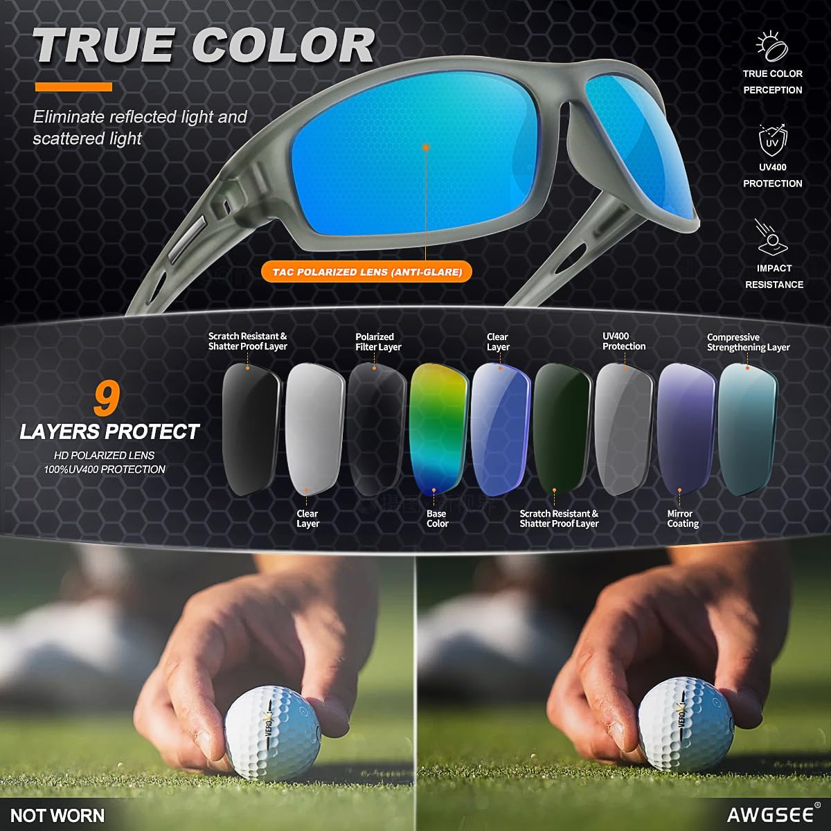 Polarized Sports Sunglasses for Men 100% UV Protection Wrap Around Unbreakable Sun Glasses for Fishing Driving