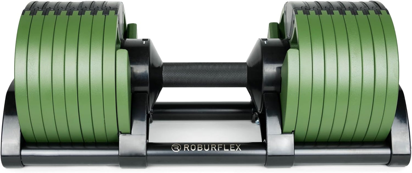 Adjustable Dumbbell (Single) by ROBURFLEX for Workout Strength Training Fitness Home Gym