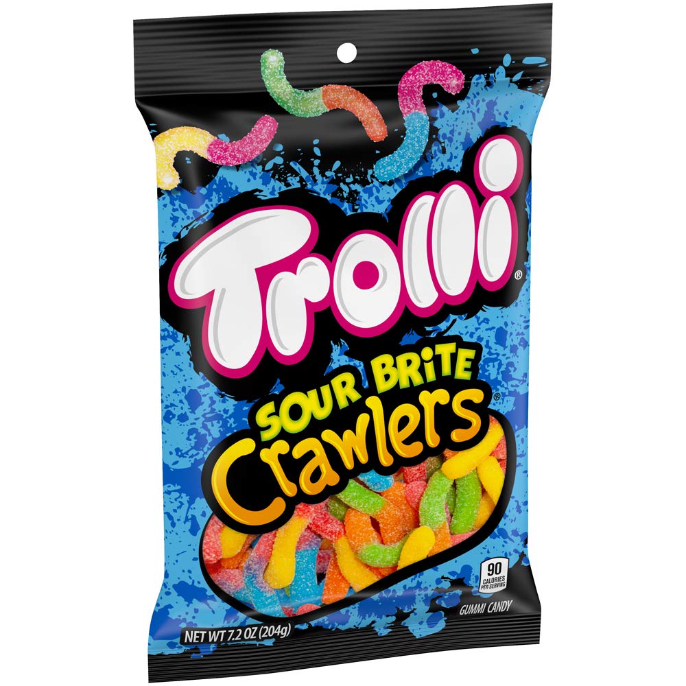 Trolli Sour Brite Crawlers, Original Flavored Sour Gummy Worms, 7.2 Ounce (Pack of 2)