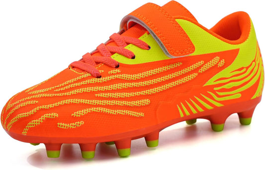 brooman Kids Firm Ground Soccer Cleats Boys Girls Athletic Football Shoes