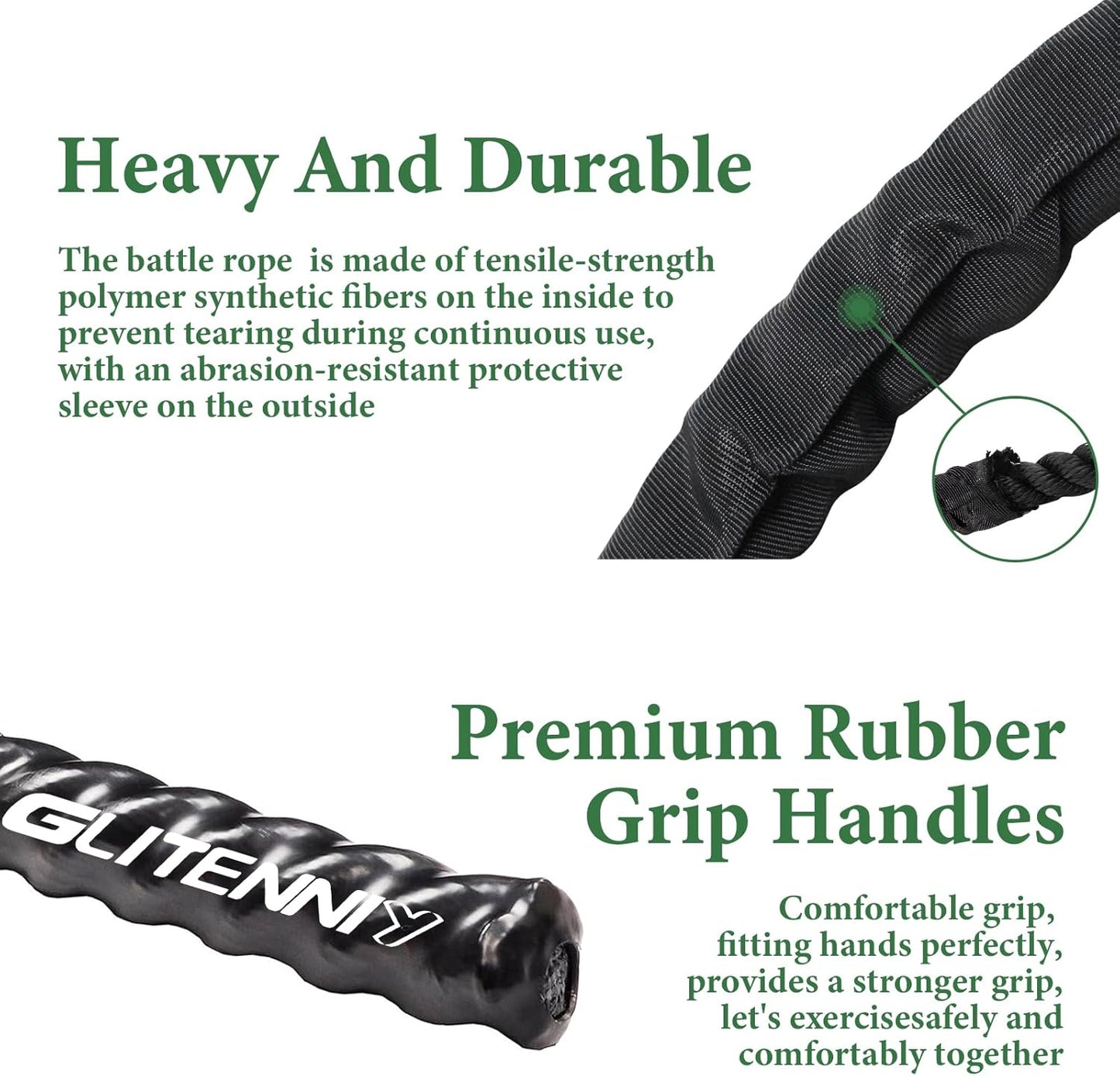 Battle Ropes Black Workout Rope 1.5inch Battle Ropes for Home Gym 30ft Exercise Ropes for Working Out Heavy Ropes for Exercise Training Weighted Rope Weighted Workout Rope Battle Rope