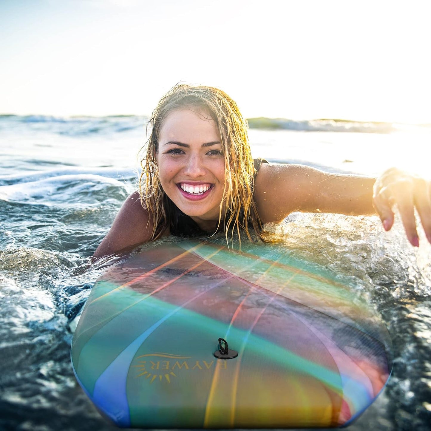 Body Board Lightweight with EPS Core, HDPE Slick Bottom, Leash & Adjustable Wrist Rope, Great Surfing for Kids and Adults