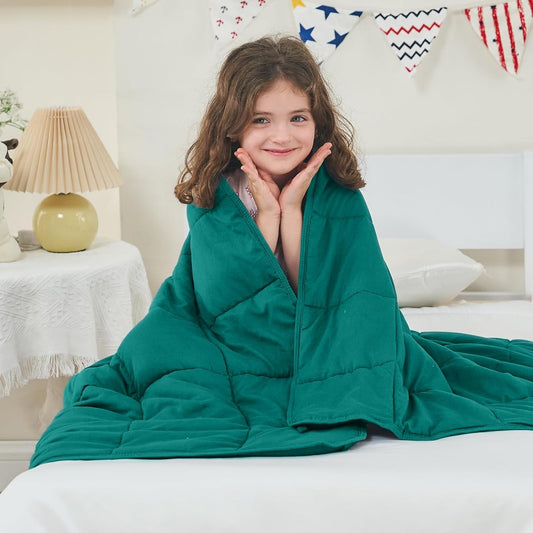 yescool Weighted Blanket (10 lbs, 41" x 60", Dark Green) Cooling Heavy Blanket for Sleeping Perfect for 90-110 lbs, Breathable Blanket with Premium Glass Bead, Machine Washable