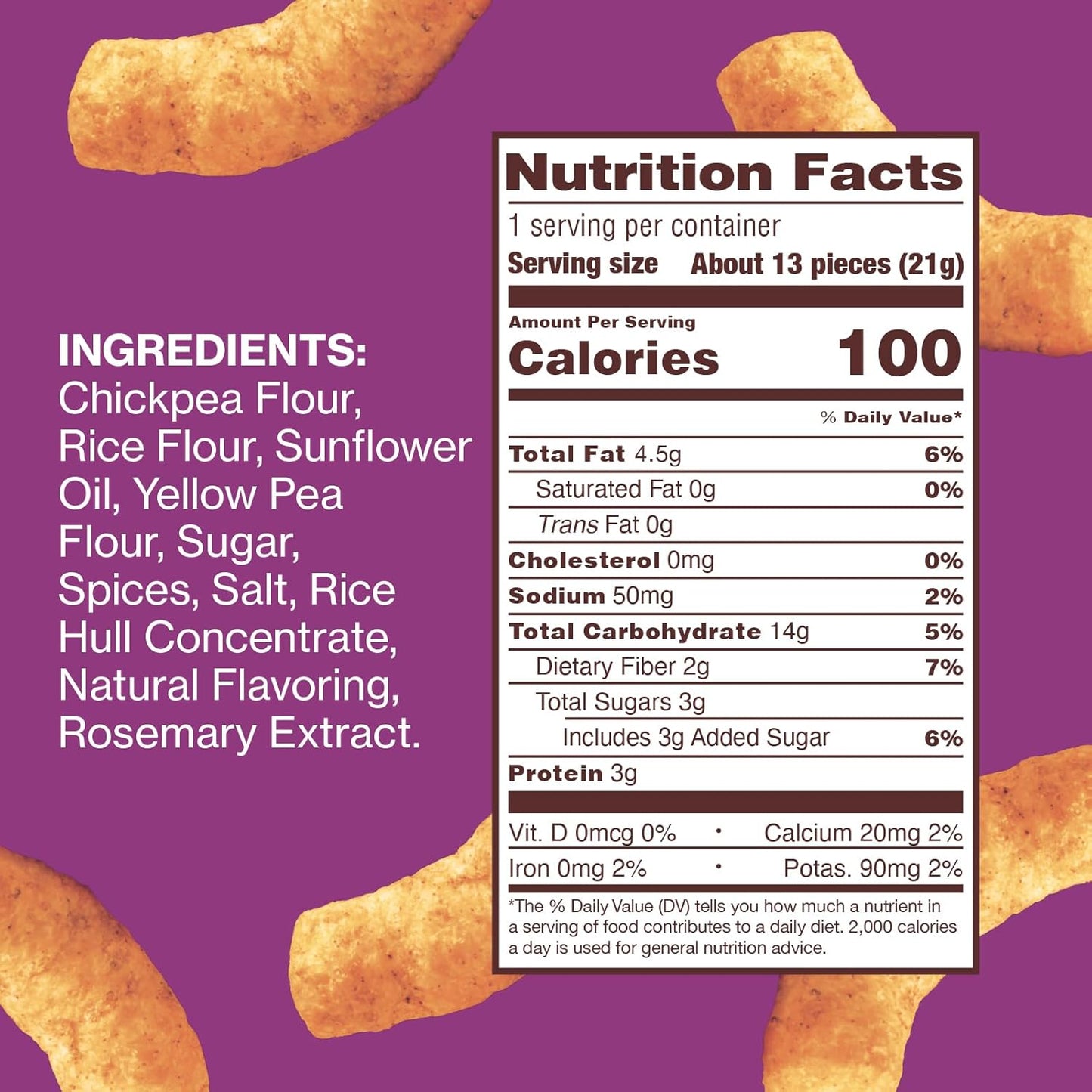 Hippeas Chickpea Puffs, Churro, 0.75 Ounce (Pack of 18), 3g Protein, 2g Fiber, Vegan, Gluten-Free, Crunchy, Plant Protein Snacks