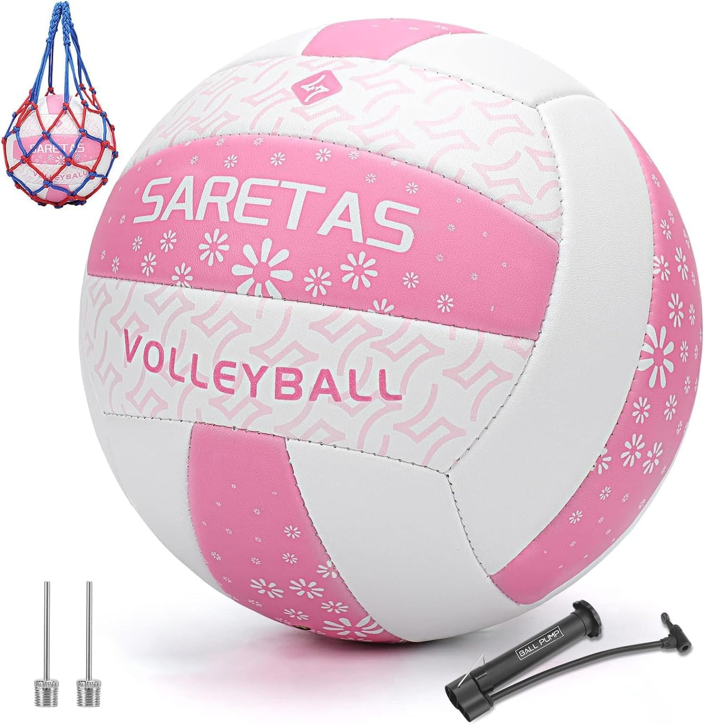 Beach/Water/Sand Volleyballs, Outdoor/Indoor Official Size, Soft Touch Volleyball for Beginners, Cute Volley Ball for Girls/Kids/Youth, Ideal Gifts with Pump for Backyard, Pool, Middle School