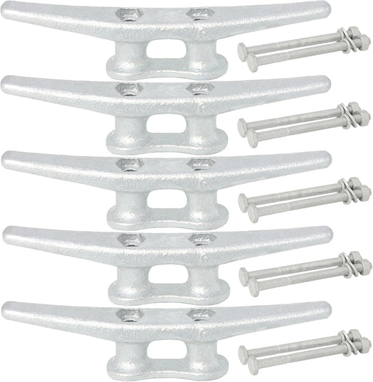 6/8/10/12/14 inch Dock Cleats With Bolts,Hot Dipped Galvanized Cast Iron Boat Cleats,Rope Cleat Boat Dock Cleats for Boat Docks,Decks,Piers for Tying up Boats,Marine Decor(1,2,4,5,6,8,10,12 Pack)