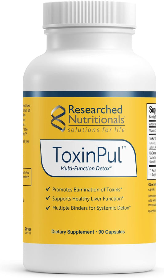 Researched Nutritionals ToxinPul Binder & Detox Cleanse Support - Humic Acid, Fulvic Acid, Cilantro, Dandelion Root & Chlorella to Help Supports Healthy Toxin Removal (90 Capsules)