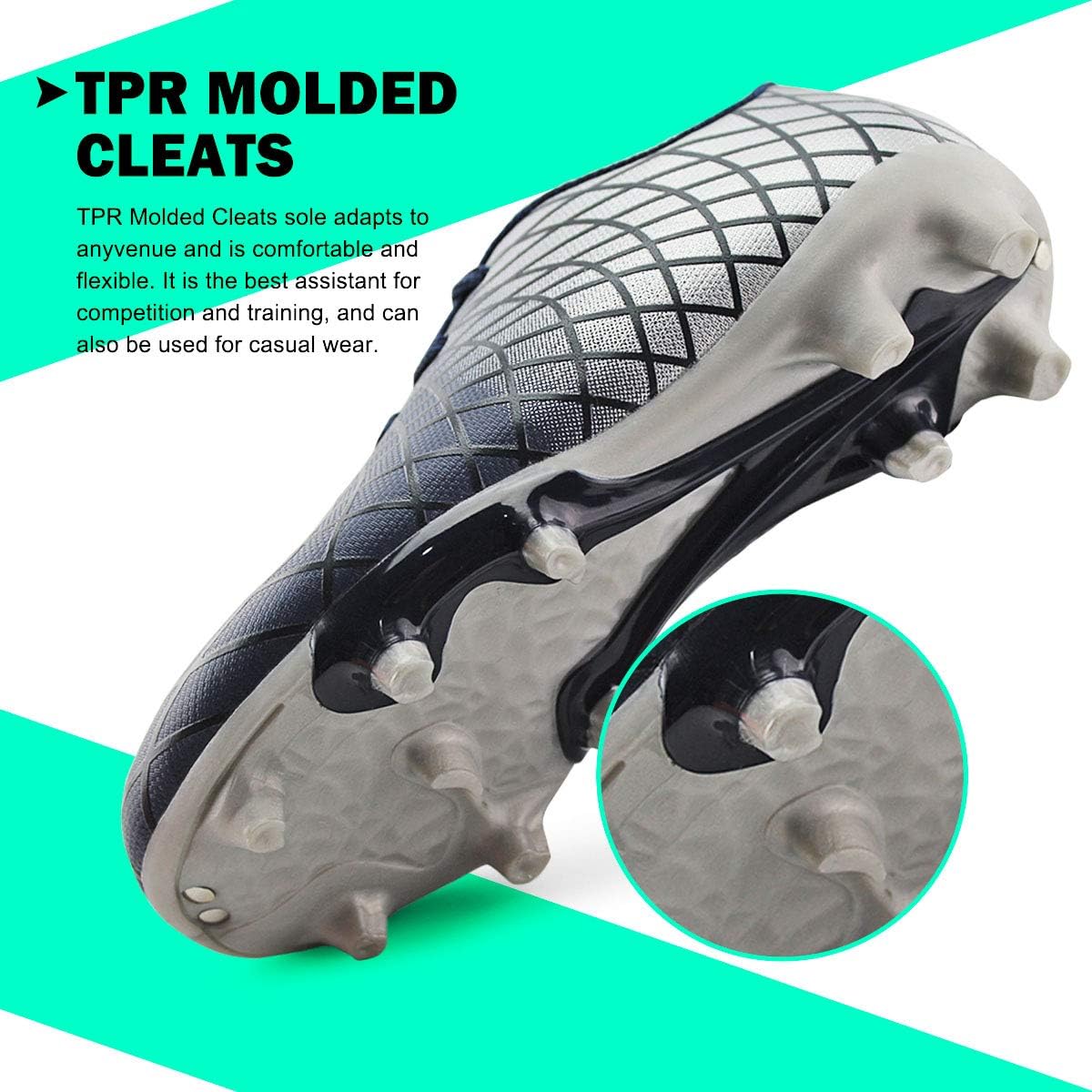 JABASIC Kids Outdoor Soccer Cleats Athletic Firm Ground Football Shoes