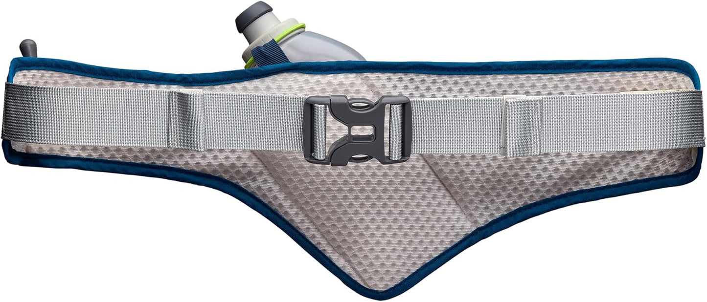 Nathan Peak Running Hydration Waist Pack Belt w/ Speed Draw Flask Water Bottle, 18oz/535 ml Push/Pull Race Cap, Expandable Zippered Stretch Pocket
