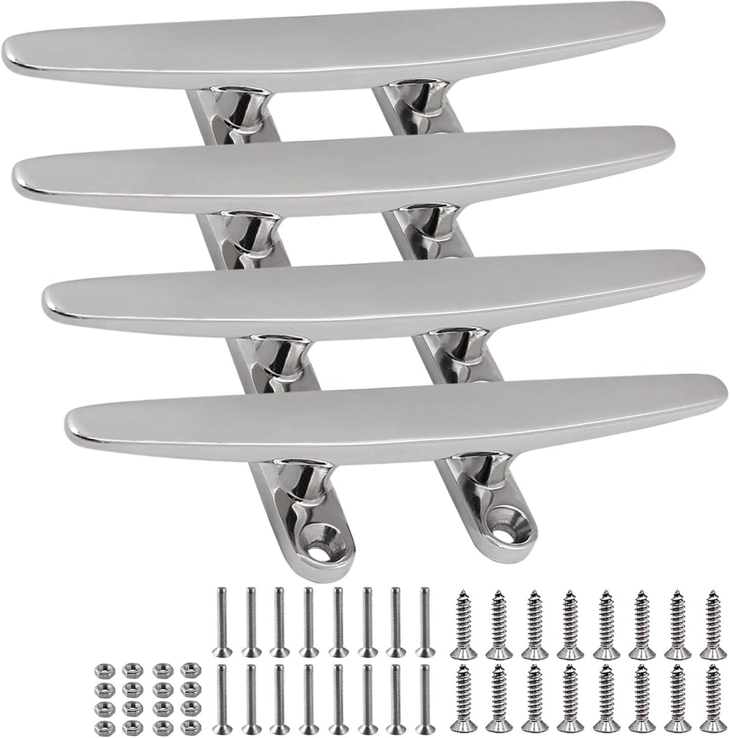 SHENGHUISS Boat Cleat 316 Stainless Steel Open Base Boat Dock Cleats Flat Top Mooring Cleat for Boat, Deck, Dock, Hook (4"/5"/6"/8"/10"/12")