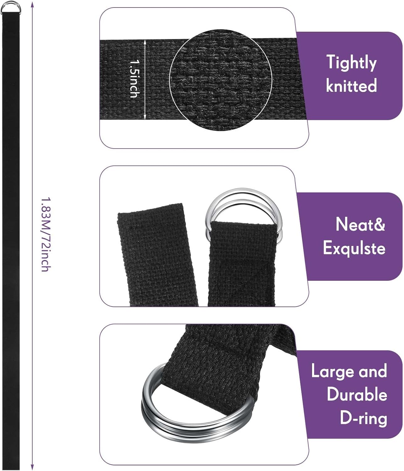 Jerify 10 Pcs Yoga Strap for Stretching Bulk 6ft Exercise Stretch Band with Metal D Ring Adjustable Pilates Non Elastic Yoga Stretch Belt for Women Men Physical Fitness Gym Workout Dance