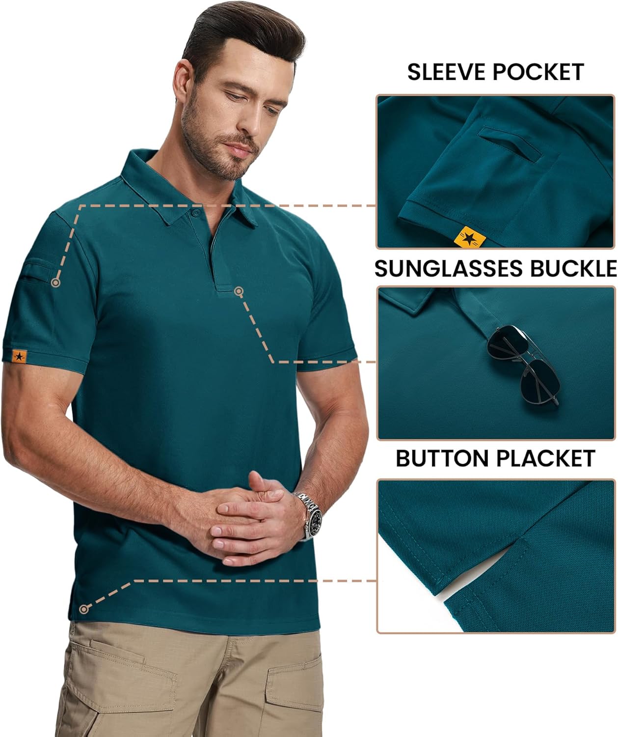 ZITY Mens 2 Pack Polo Shirts Short Sleeve Performance Sports Golf Shirt for Men Tactical Shirt