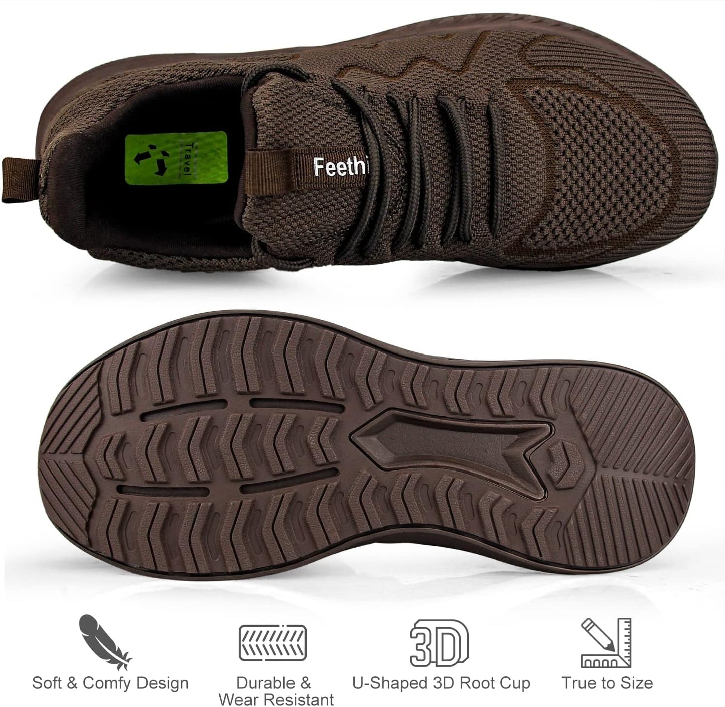 Feethit Mens Non Slip Walking Sneakers Lightweight Breathable Slip on Running Shoes Athletic Gym Tennis Shoes for Men