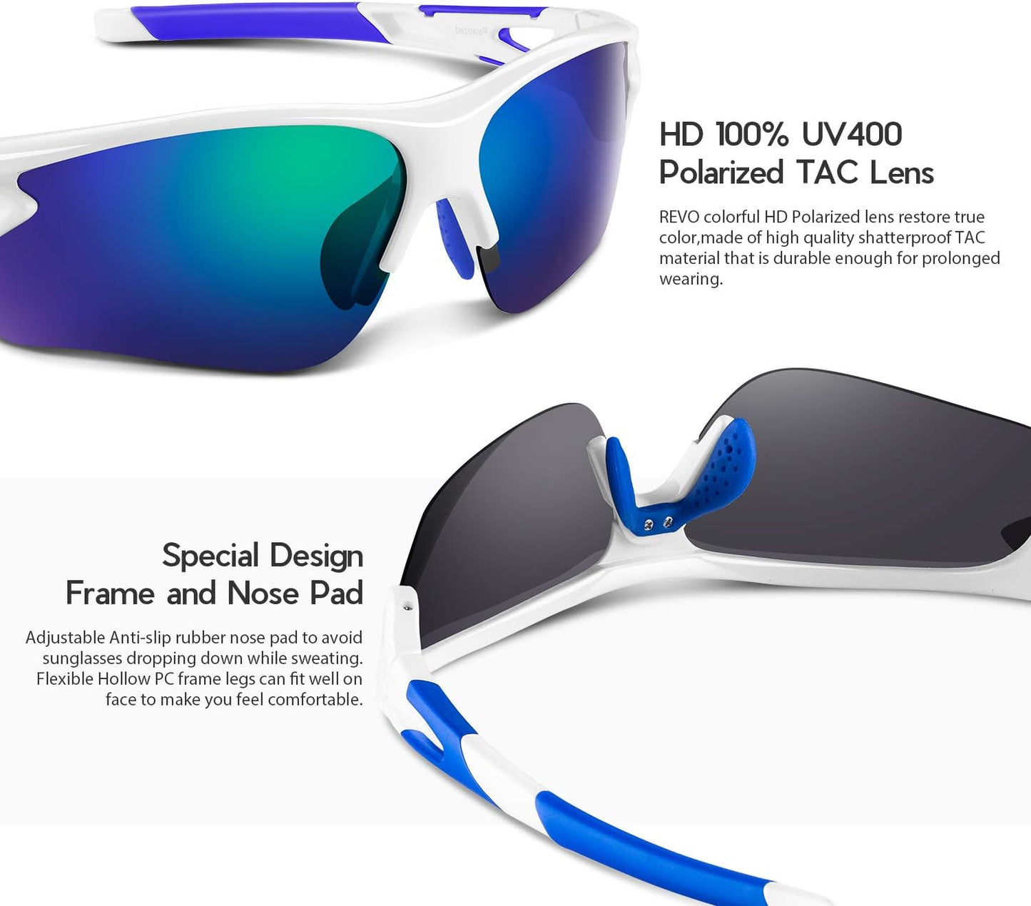 BEACOOL Polarized Sports Sunglasses for Men Women Youth Baseball Fishing Cycling Running Golf Motorcycle Tac Glasses UV400