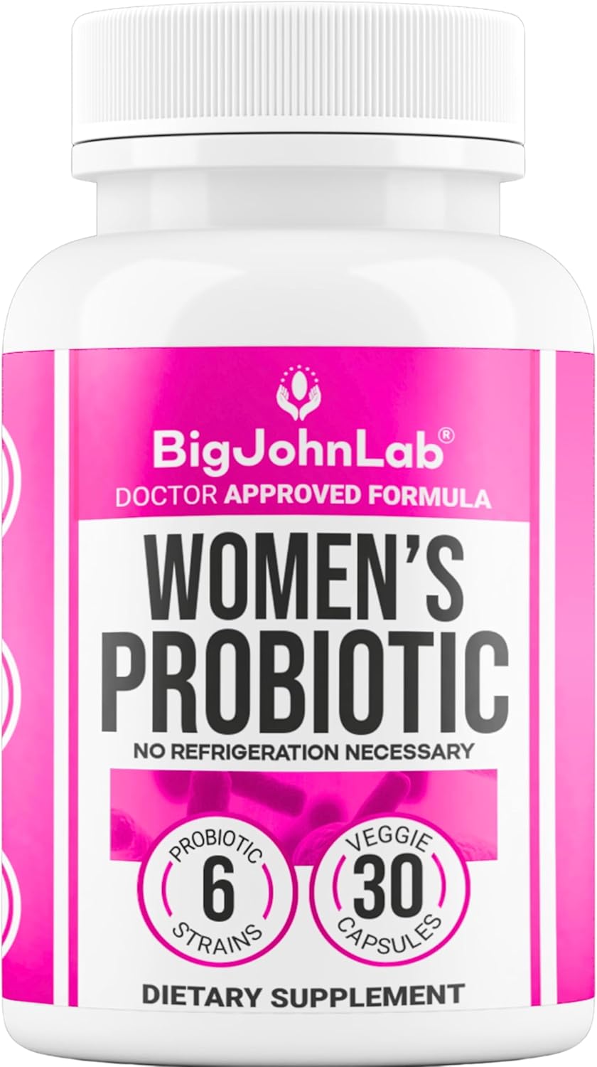BIGJOHNLAB® - Women's Probiotic Supplement – 50 Billion CFU, 6 Active Strains + Prebiotics – Supports Digestion, Immunity & Wellness – Acid-Resistant, Dairy & Sugar Free, No Refrigeration, 30 Capsules
