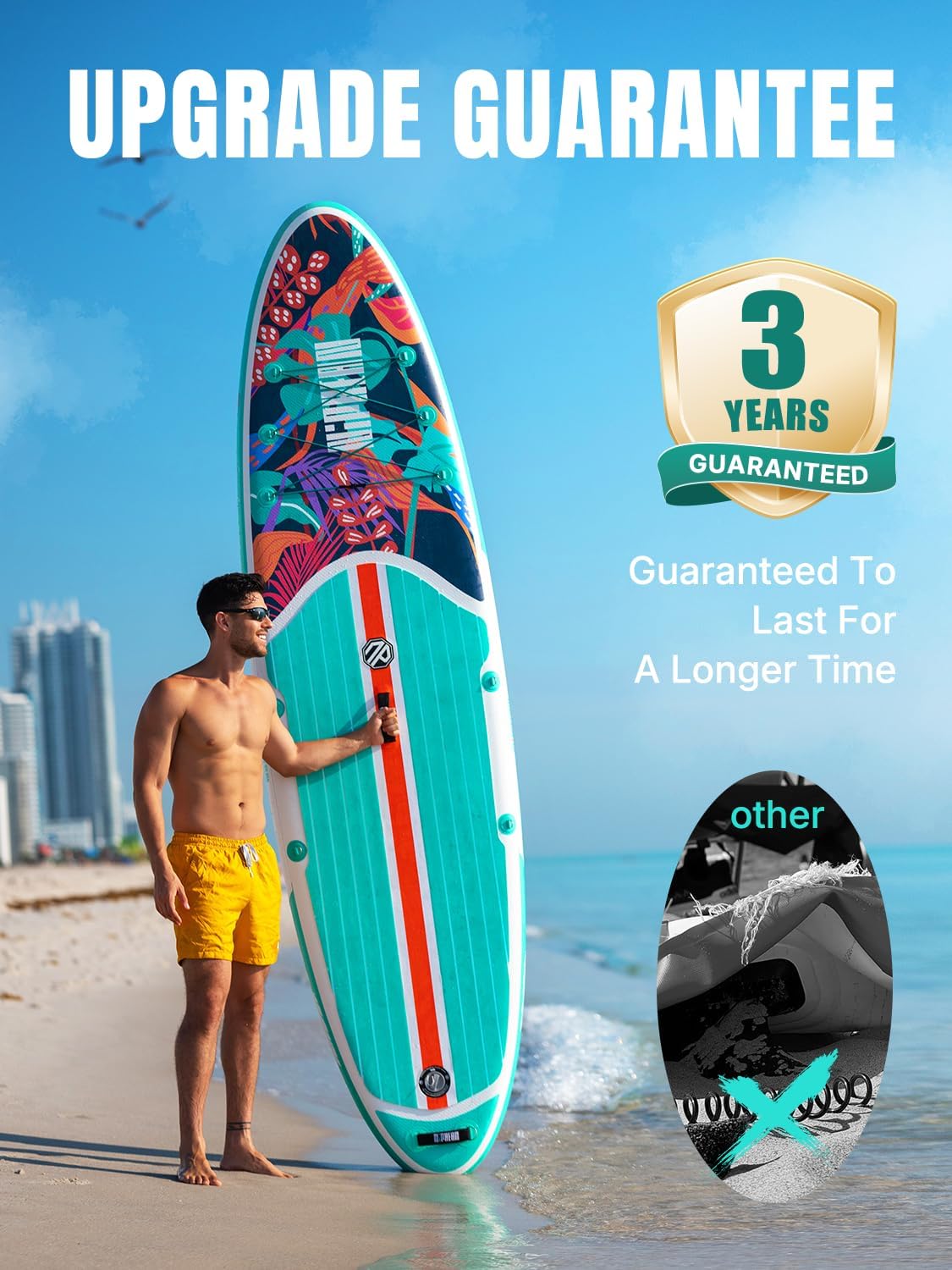 Niphean Inflatable Stand Up Paddle Board with SUP Accessories, Anti-Slip EVA Deck, 10’6’’ Inflatable Paddle Boards for Adults & Youth of All Skill Levels