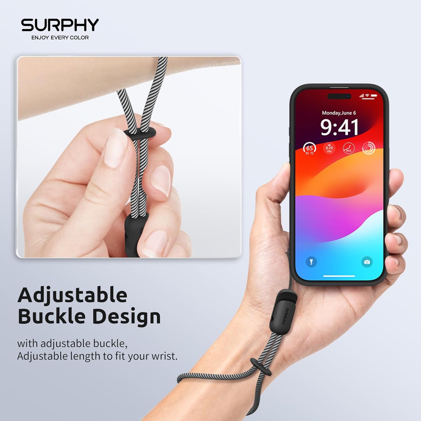 SURPHY 3 Pack Phone Wrist Strap with CellPhone Tether Tab, Cellphone Lanyard, Phone Strap with 2-Color Braided, Wrist Lanyard