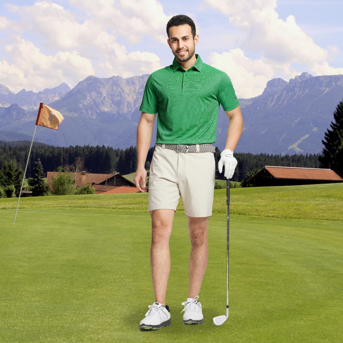 M MAELREG Golf Shirts for Men Dry fit Sports Jacquard Lightweight Performance Texture Short Sleeve Collared Polo Shirts