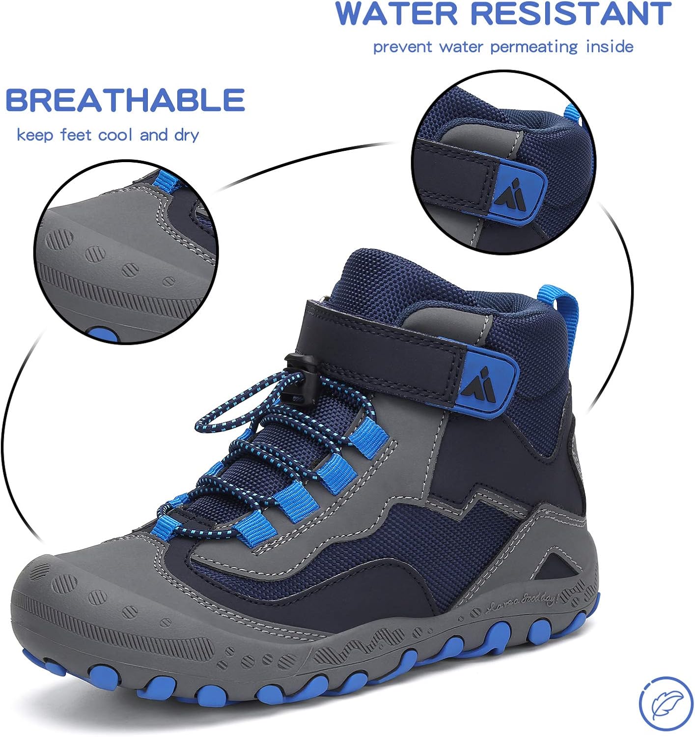 Mishansha Kids Water Resistant Hiking Boots, Boys Girls Anti Collision Anti-Skid Athletic Outdoor Adventure Trekking Shoes