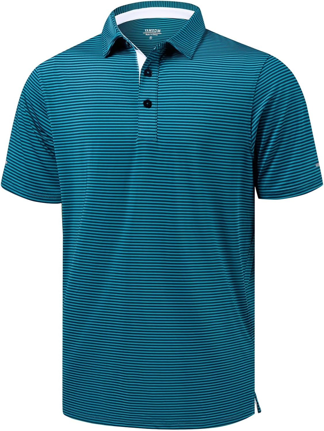 Golf Shirts for Men - Moisture Wicking Short Sleeve Performance Sport Casual Striped Collared Mens Polo Shirt