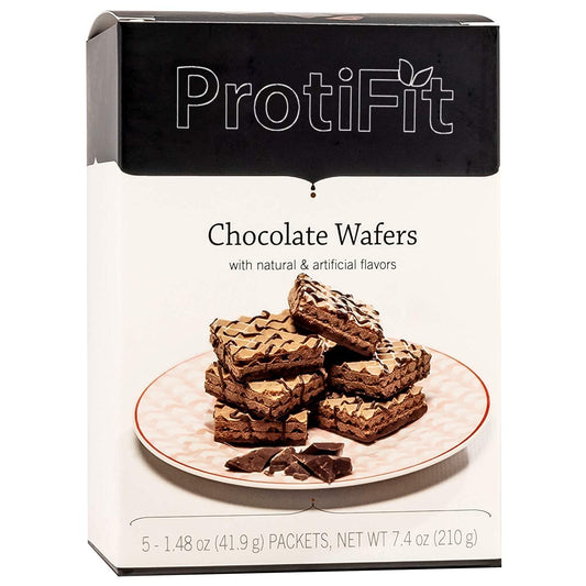 PROTIFIT - High Protein Wafer Bar, 15g Protein, Low Calorie, Low Carb, Low Fat, Trans Fat Free, Cholesterol Free, Ideal Protein Compatible, 5 Servings Per Box (Chocolate)