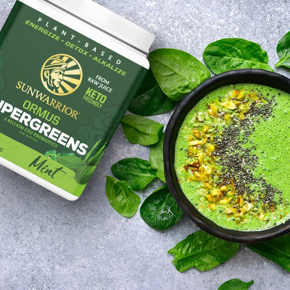 Organic Greens Powder Superfood Complex | Organic Super Greens Powder from Raw Juice with Probiotics Moringa Leaf & Electrolyte Minerals | Vegan Non-GMO No Added Sugar (Mint, 45 Servings)