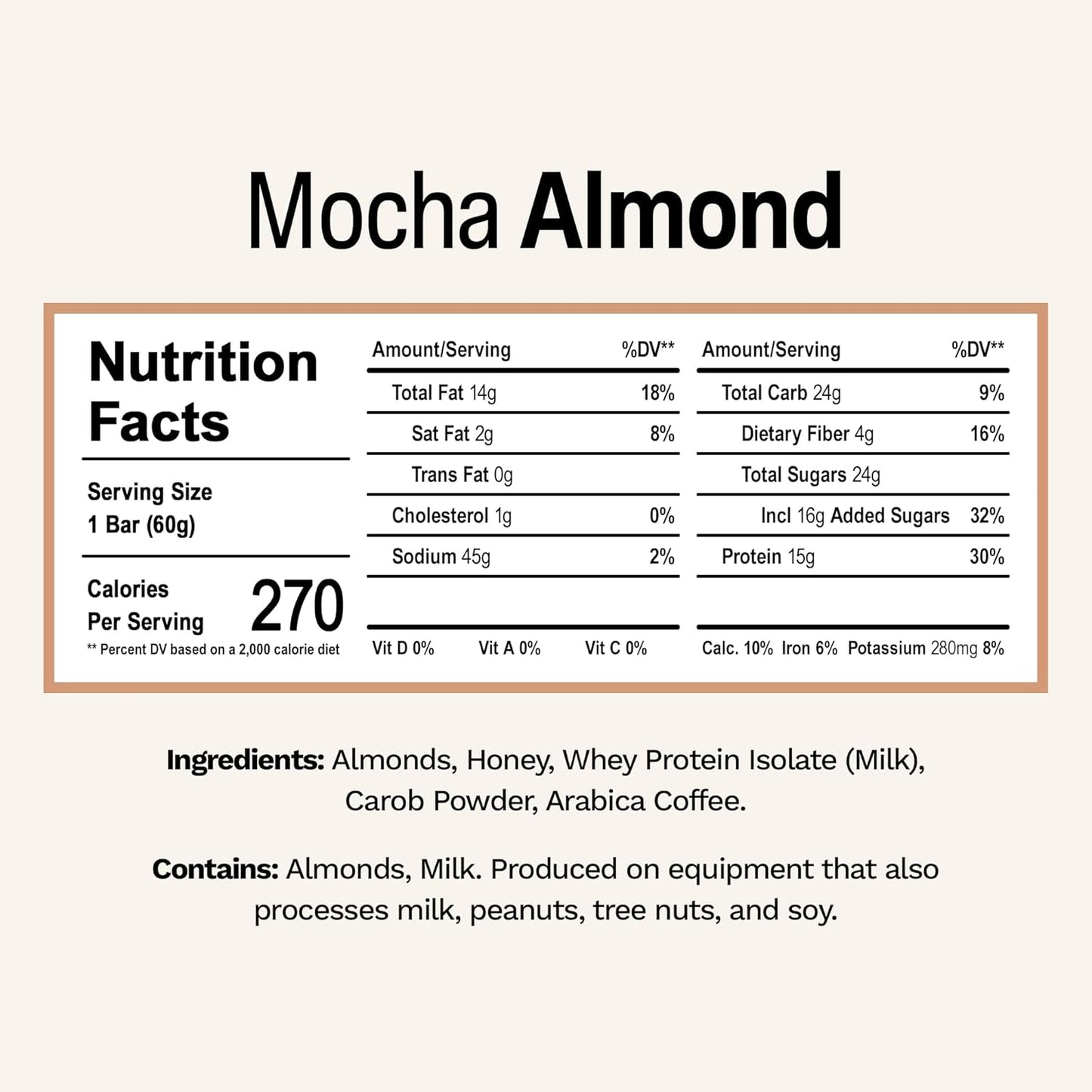 Rise Whey Protein Bars - Mocha Almond | Breakfast Bar & Protein Snack 15g Protein 4g Fiber Just 5 Whole Food Ingredients Gluten-Free Soy Free