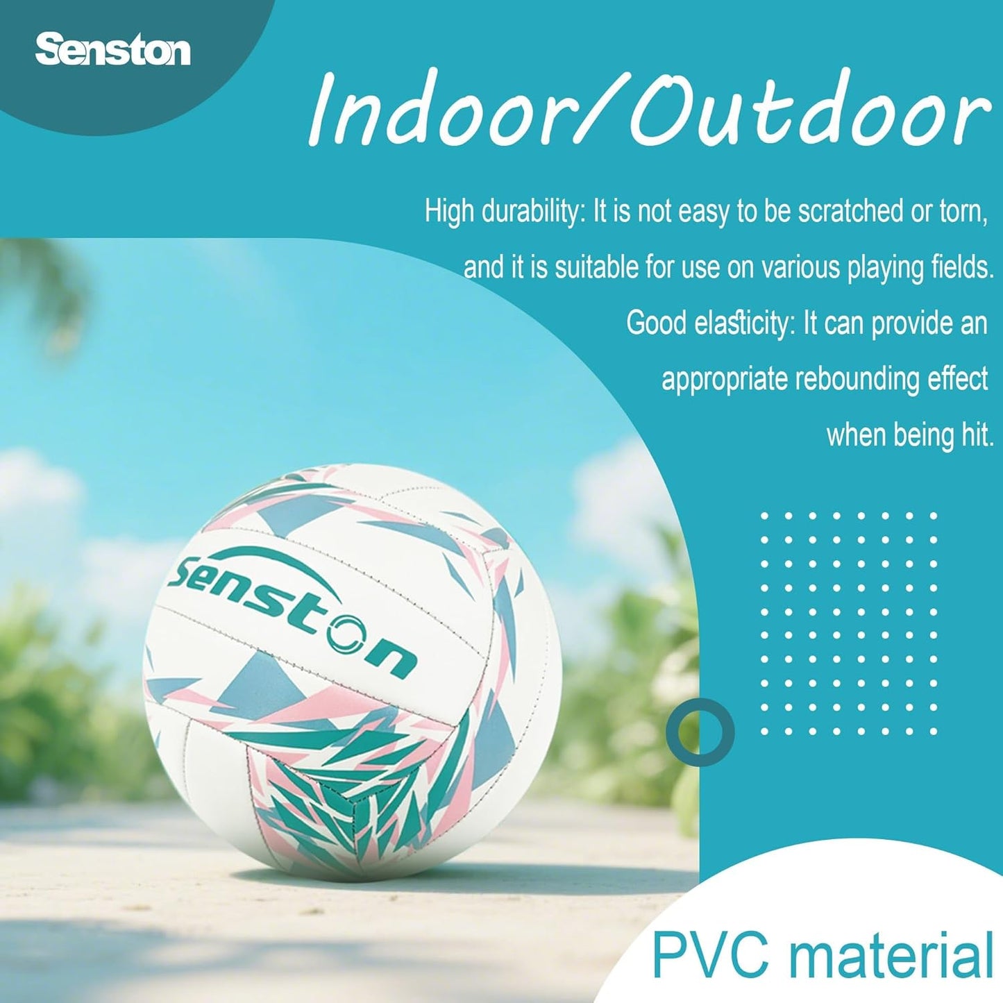 Senston Premium PVC Volleyball Size 5 – Indoor/Outdoor Volleyball, All-Weather Durable Design for Training, Practice & Beach Games (Meets Official Size Standards)