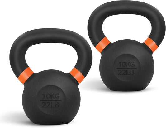 Yes4All Powder Coated Cast Iron Kettlebell Strength Training Kettlebells Weight Set for Full Body Workout, Home Gym
