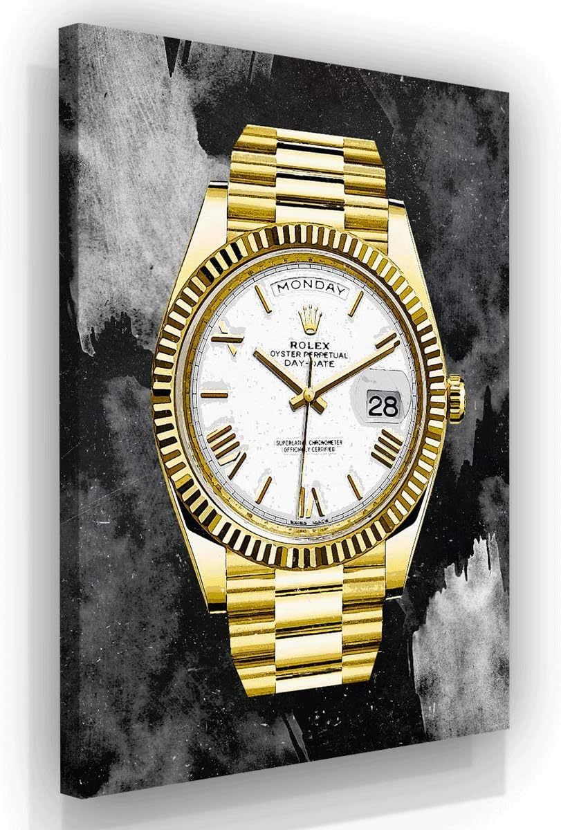 SuccessHunters Luxury Gold Watch Canvas Print Office Wall Decoration Home Decor Modern Art Prints Inspiration Motivation Inspire Entrepreneur Quote Inspirational Motivational House Decal (18" x 12")