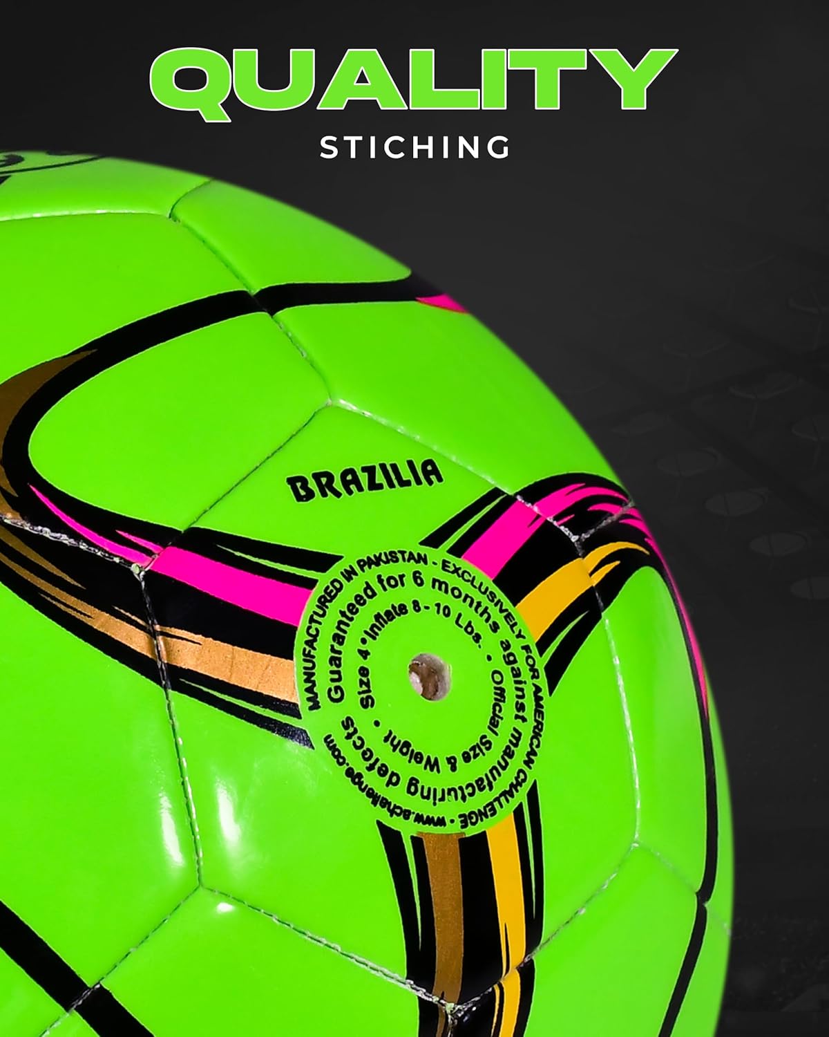 American Challenge Brasilia Soccer Ball – Soccer Ball Size 5, 4, 3 & 2 – for Youth & Adults – Ideal for Practice, Training & Grass Fields