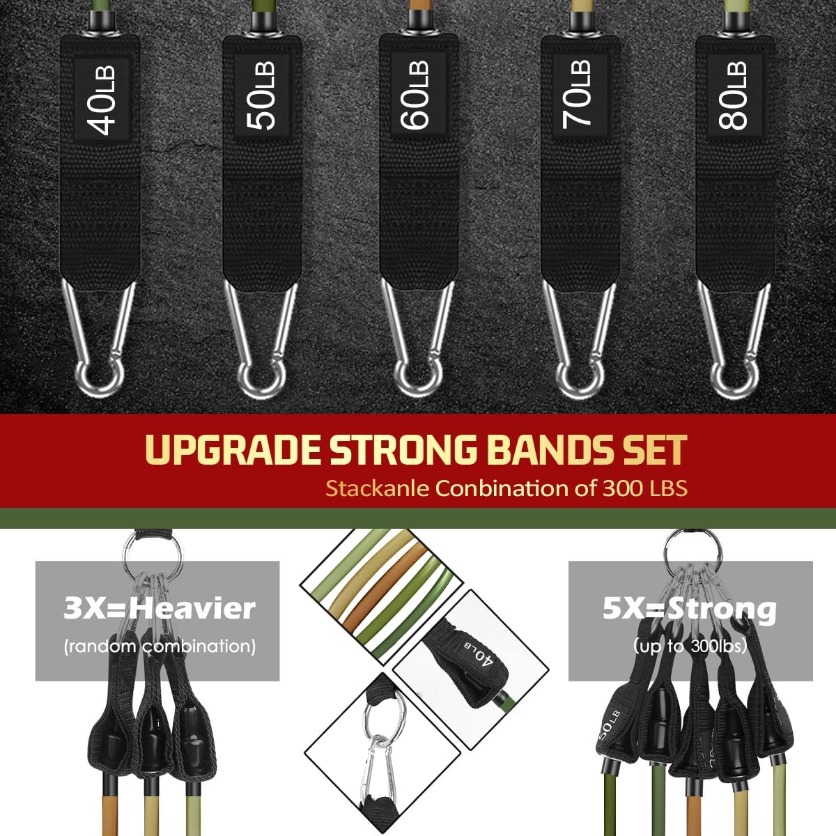 VEICK Resistance Bands, Exercise Bands, Workout Bands, Resistance Bands for Working Out with Handles for Men and Women, Exercising Bands for Fitness Weights Work Out at Home