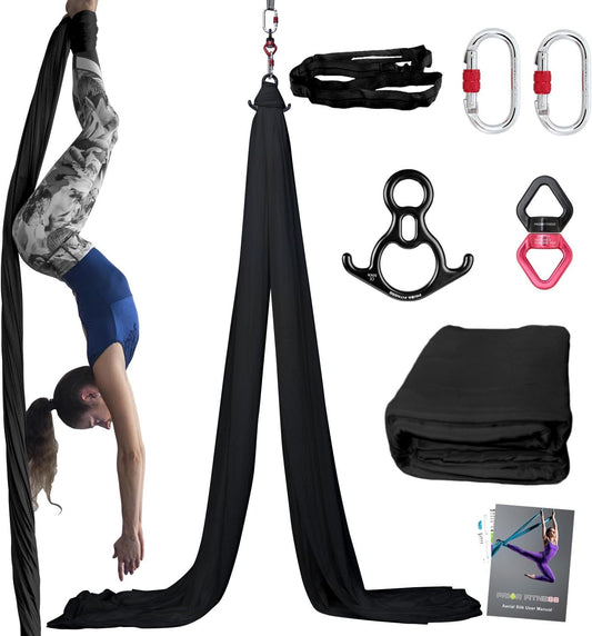 PRIOR FITNESS Aerial Silks Kit Colorful 9/15/20 Yards 40D Nylon Fabric Hammock Set With Hardware & Guide for All Levels Of Aerial Yoga Practice and Acrobatic Flying For Adults Aerial silk